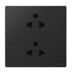 Ổ cắm đôi 3 cực chuẩn Âu-Mỹ 16A 2P+E – 250V~ – Brushed Black – 281104BB