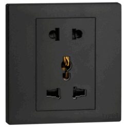 Ổ cắm đơn 2 chấu + đơn đa năng- Obria Black