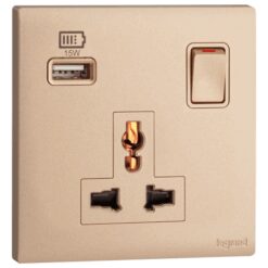 Ổ cắm đơn đa năng kèm USB-A 15W- Obria Rose Gold