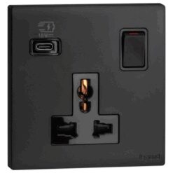 Ổ cắm đơn đa năng kèm USB-C 18W- Obria Black