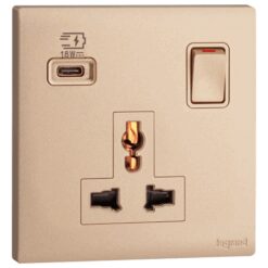 Ổ cắm đơn đa năng kèm USB-C 18W - Obria Rose Gold